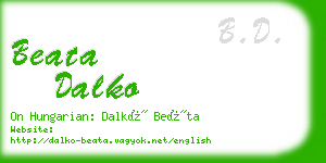beata dalko business card